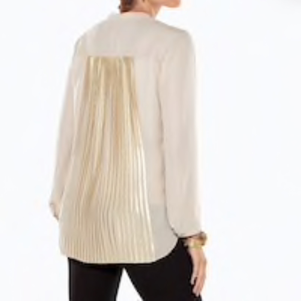 BLACK LABEL PLEATED FOIL BACK BLOUSE